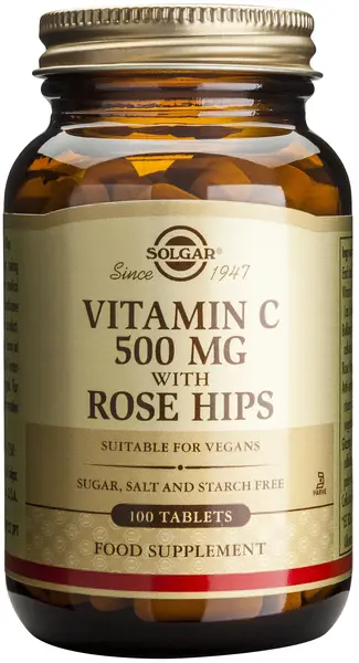 Vitamin C with Rose Hips, 500 mg, 100 tablete