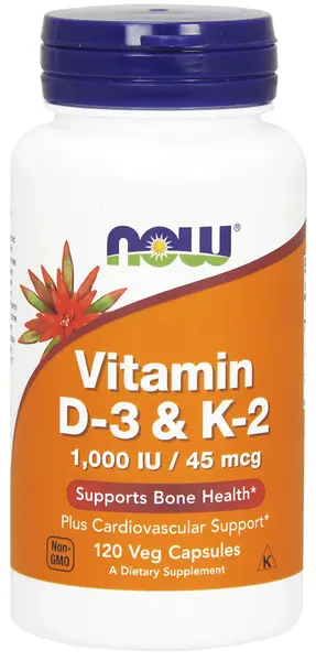 Vitamin D-3 + K-2, 120 capsule, Now