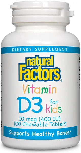 Vitamin D3 For Kids, 400 IU, 100 tablete, Natural Factors