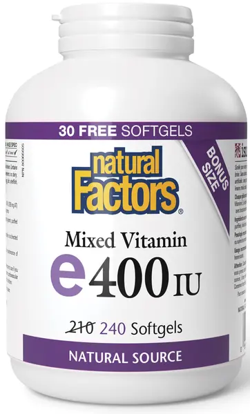 Vitamin E, 400 IU, 240 capsule, Natural Factors