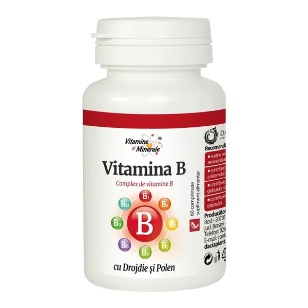 Vitamina B cu Drojdie si Polen, 60 Comprimate, Dacia Plant