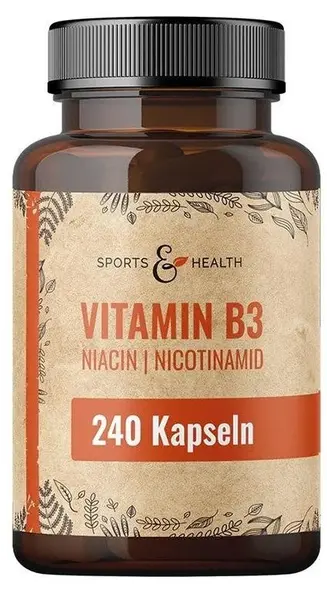 Vitamina B3, 500 mg, 240 capsule,Sports & Health Solutions