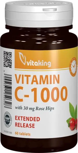 Vitamina C 1000mg cu absorbtie lenta, 60 comprimate, Vitaking