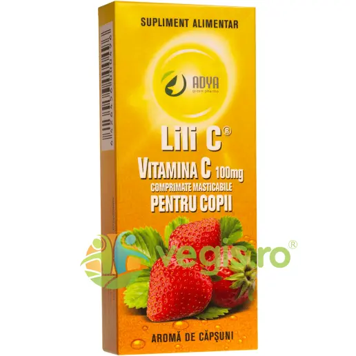 Vitamina C cu Aroma de Capsuni pentru Copii 100mg 30cpr