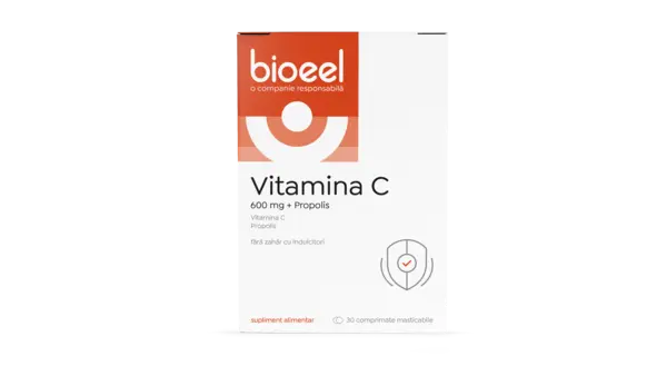Vitamina C cu propolis 600mg, 30 comprimate, Bioeel