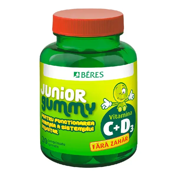Vitamina C + D3 Junior Gummy, 20 comprimate gumate, Beres