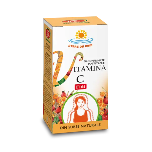 Vitamina C din surse naturale F164, 60 comprimate masticabile, Fares