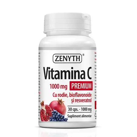 Vitamina C premium, 1000mg, rodie 30 caps. Zenyth