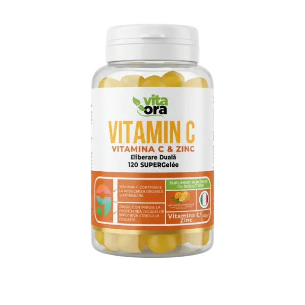 Vitamina C & Zinc SUPERGelée - Supliment pentru Imunitate și Energie Zilnică (Adulți), Tehnologia Supergelée Vita Ora 1 Cutie