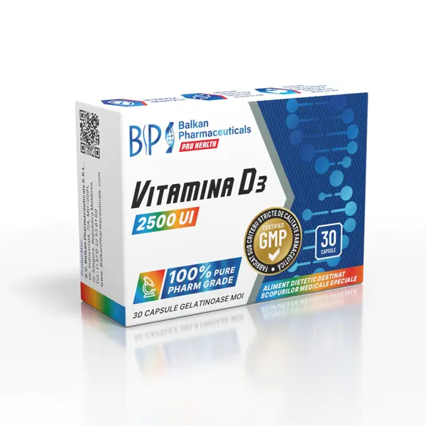 Vitamina D3, 2500UI, 30 caps.