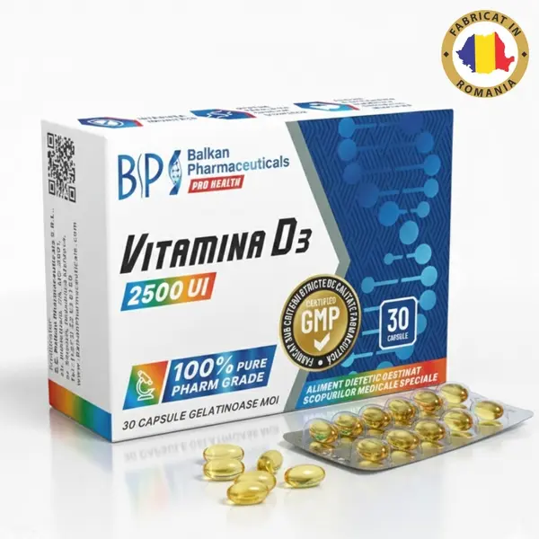 Vitamina D3, 2500UI, 30 caps.