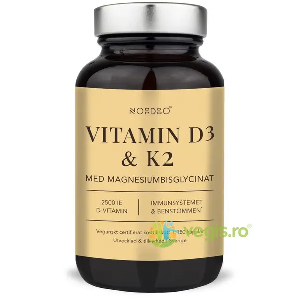 Vitamina D3 (2500UI) + K2 + Magneziu Bisglicinat 180cps