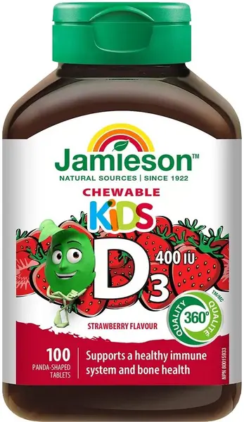 Vitamina D3 pentru copii, 400 IU, 100 comprimate masticabile, Jamieson