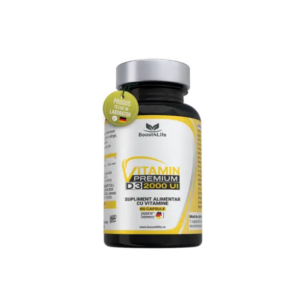 Vitamina D3 Premium 2000 UI, 60 capsule moi, Boost4Life