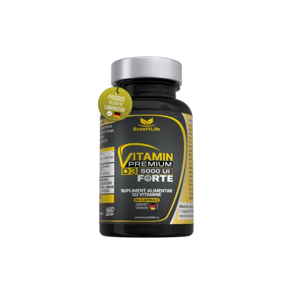 Vitamina D3 Premium Forte 5000 UI, 60 capsule moi, Boost4Life