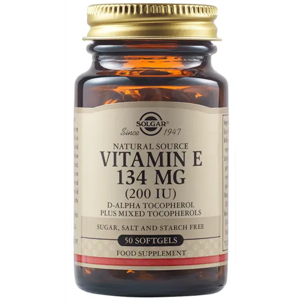 Vitamina E naturala 134mg, 50 capsule, Solgar