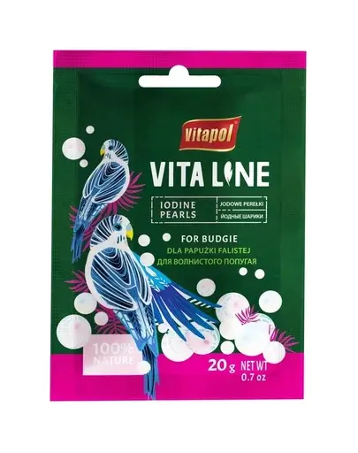 VITAPOL Vitaline Perle de iod pentru papagali ondulati 20 g