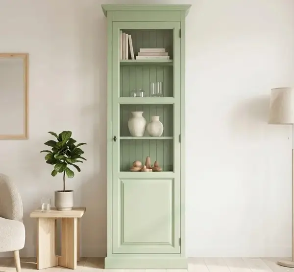 Vitrina cu 1 usa cu finisaj Muted Olive