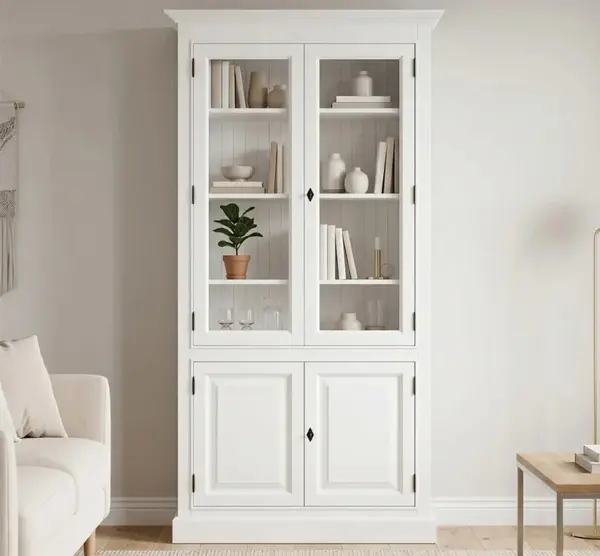Vitrina cu 2 usi + 2 usi sticla cu finisaj White