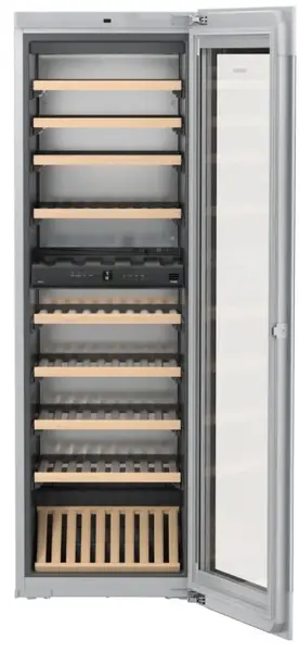 Vitrina de vinuri incorporabila Liebherr Vinidor EWTgb 3583, Capacitate 83 sticle, 271 L, Clasa G, H 177 cm (Argintiu)