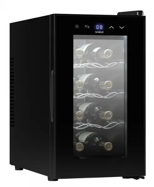 Vitrina de vinuri Samus SRV25CR8, 21 L, Capacitate 8 sticle, Clasa E (Negru)