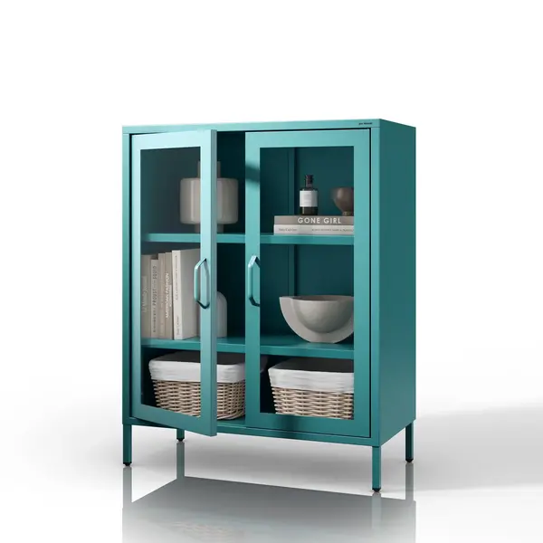 Vitrina living GINA, 800 x 1015 x 400 mm, Modern: verde marin Vitrină living GINA, 800 x 1015 x 400 mm, Modern: verde marin