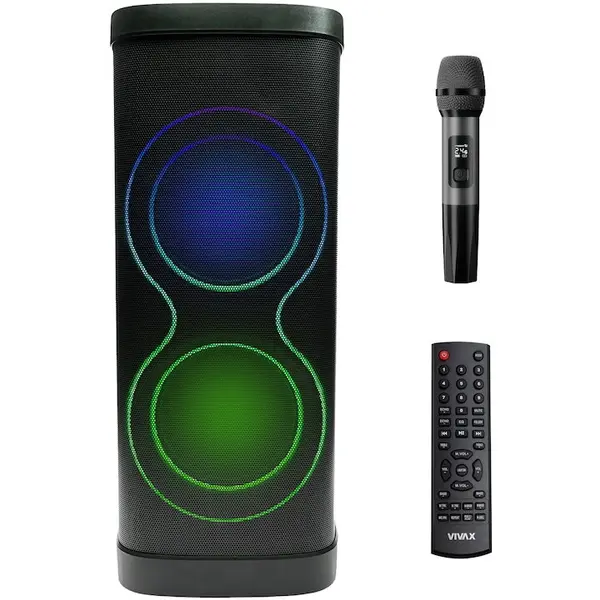 VIVAX Boxa portabila VIVAX BS-1310, Bluetooth, 130W RMS (260W Peak), TWS, Karaoke, 2x8 Bas + 2x3 Inalte, microfon wireless, LED, baterie 12000 mAh, Negru