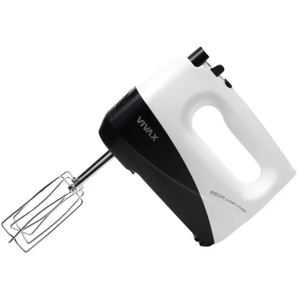 VIVAX Mixer de mana Vivax HM-550WB, 550 W, 5 viteze, Functie turbo, Alb-Negru