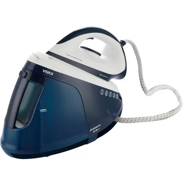VIVAX Statie de calcat cu abur IRS-6015C WBL Infinity, putere 2200-2600 W, termostat reglabil, Alb albastru