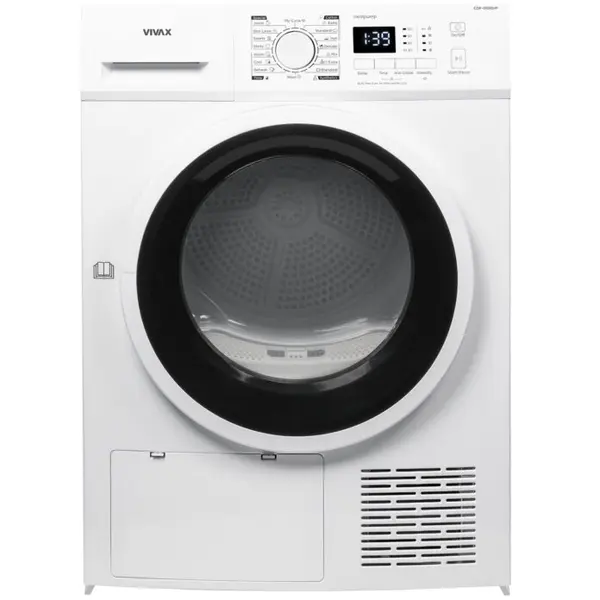 VIVAX Uscator de rufe VIVAX CDR-0816SHP, Pompa de caldura, 8 kg, Clasa A++, Display LED, Start intarziat, Anti-sifonare, Uscare ajustabila, 16 programe, Alb