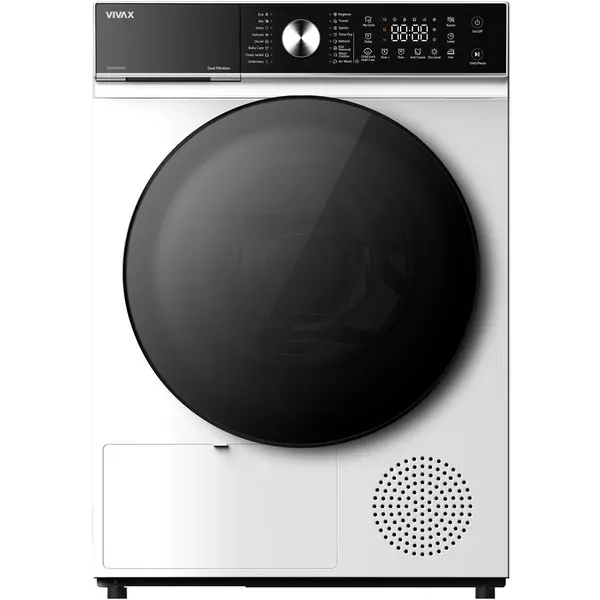 VIVAX Uscator de rufe Vivax CDR-0916SHP cu pompa de caldura, putere 650 W, pompa de caldura, 9 kg, clasa E, 16 programe, Alb