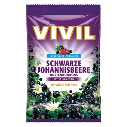 Vivil bomboane coacaze negre cu vitamina C fara zahar, 60g Zephyr Labs