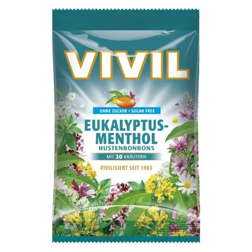 Vivil bomboane eucalipt si mentol fara zahar, 60g Zephyr Labs