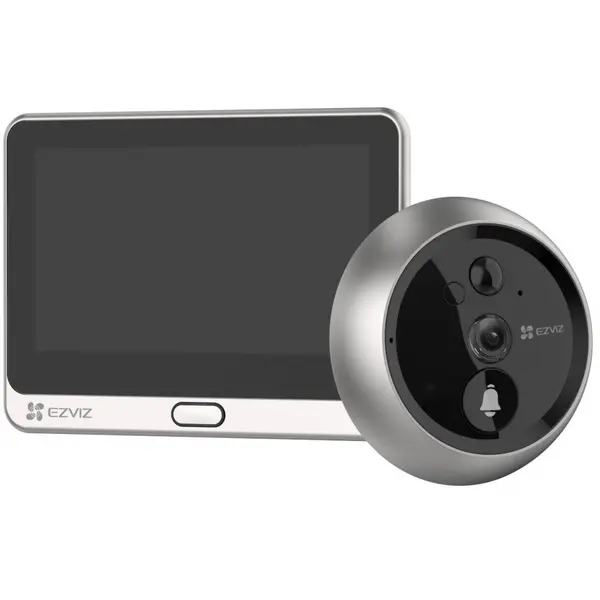 Vizor electronic smart Ezviz, Wi-Fi, FullHD, monitor 4.3 inch, sonerie, acumulator 4600mAh, PIR, CS-DP2C-Silver