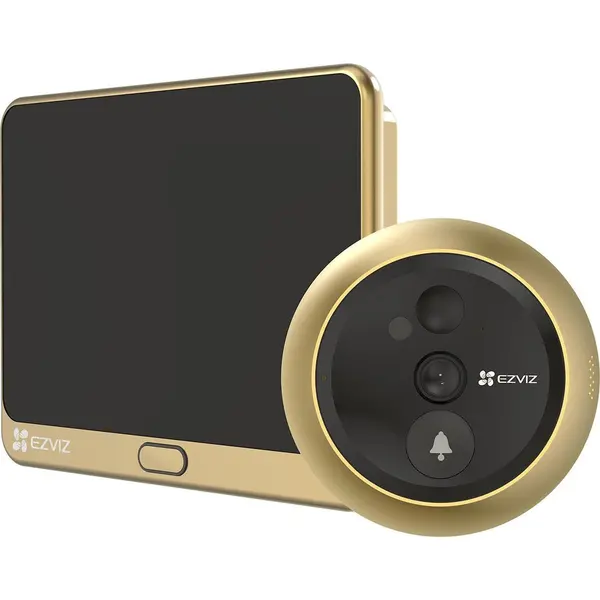 Vizor electronic smart WiFi cu sonerie Ezviz CS-DP2C-GOLDEN, 2 MP, 2 mm, IR 5 m, PIR 6 m, slot card, 4.3 inch, microfon, difuzor, acumulator 4600 mAh