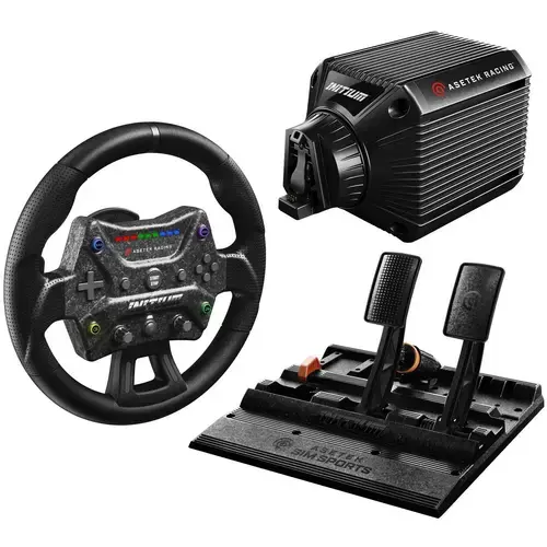 Volan cu pedale si baza Asetek SimSports Initium Racing Bundle, PC (Negru)