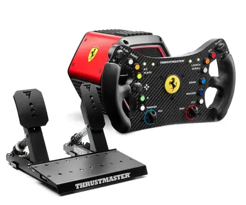 Volan cu pedale si baza servo Thrustmaster T818 Ferrari 488 GT3 Simulator, USB, PC, Simulator Licentiat oficial Ferrari (Negru/Rosu)