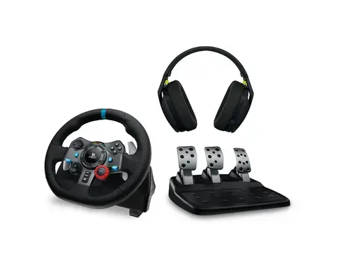 Volan cu pedale si casti Logitech G29 Driving Force Racing (PC, PS3, PS4, PS5) + Logitech G435 (Negru)