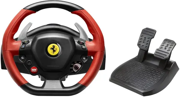 Volan cu pedale Thrustmaster - Ferrari 458 Spider, negru/rosu