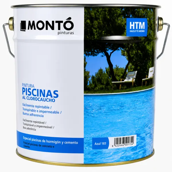 Vopsea Cauciuc Clorurat pentru Piscine din Beton și Ciment – Rezistență Ridicată la Apă și Clor | HTM Piscinas Clorocaucho 4 L