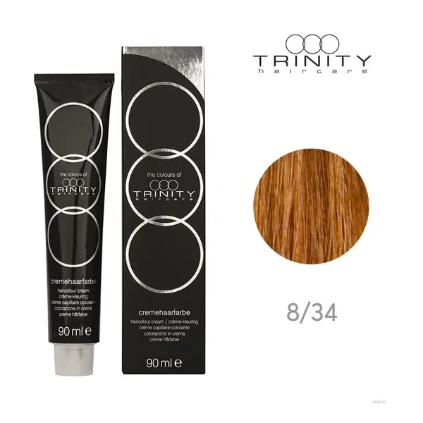 Vopsea crema pentru par COT Trinity Haircare 8/34 Blond deschis auriu aramiu, 90 ml