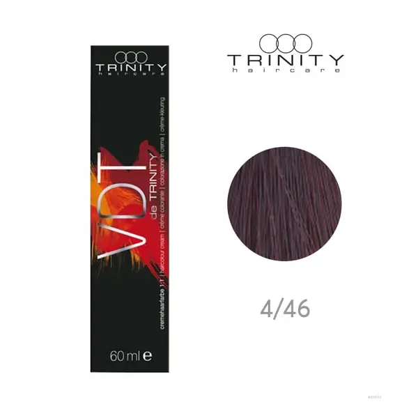 Vopsea crema pentru par VDT Trinity Haircare 4/46 Maro mediu rosu mov, 60 ml