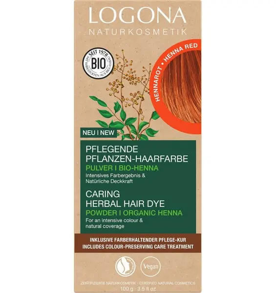 Vopsea de par bio pe baza de plante, 030, rosu Henna 100g