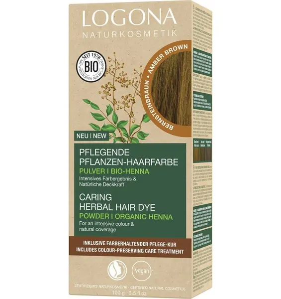 Vopsea de par bio pe baza de plante, maro Chihlimbar 100g