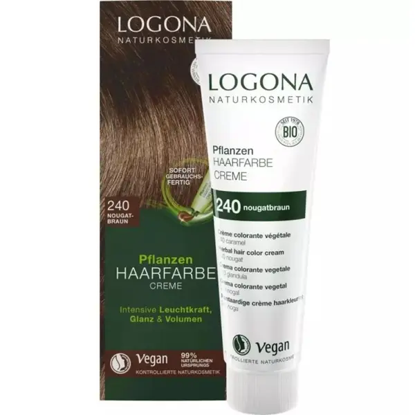 Vopsea de Par Crema, Bio, Saten Nougat Caramel 240, 150 ml, Logona
