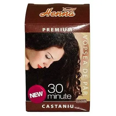 Vopsea de par cu henna, nuanta castaniu, 30 minute - 60g - Henna Sonia