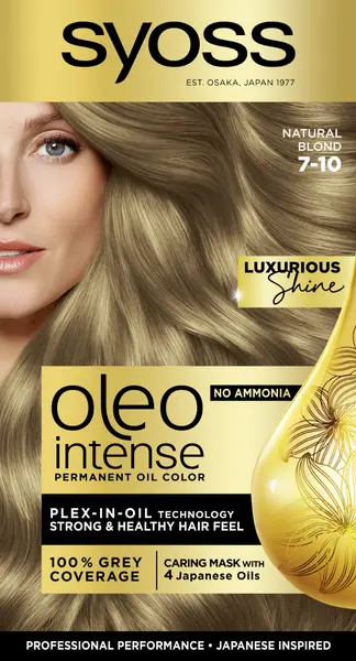 Vopsea de par fara amoniac Color Oleo 7-10 blond natural, 115ml, Syoss