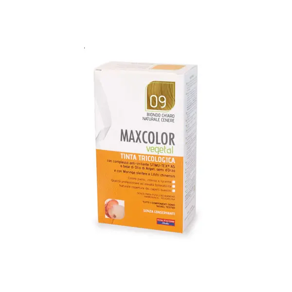 Vopsea de Păr MaxColor Vegetal 09 BLOND CENUȘIU DESCHIS (140 ml), Farmaderbe
