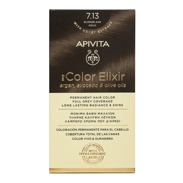 Vopsea de par My Color Elixir, Blonde Ash Gold N7.13, 155 ml, Apivita