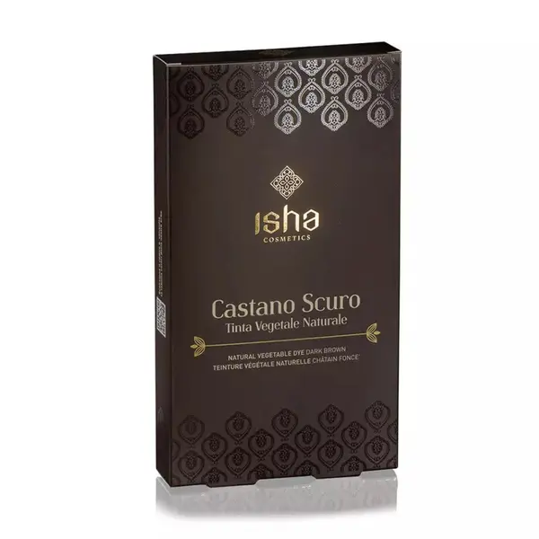 Vopsea de par naturala castaniu - inchis 100g Isha